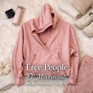 Free People FP Movement Pink Wrap Hoodie Pullover Sweatshirt Size SP